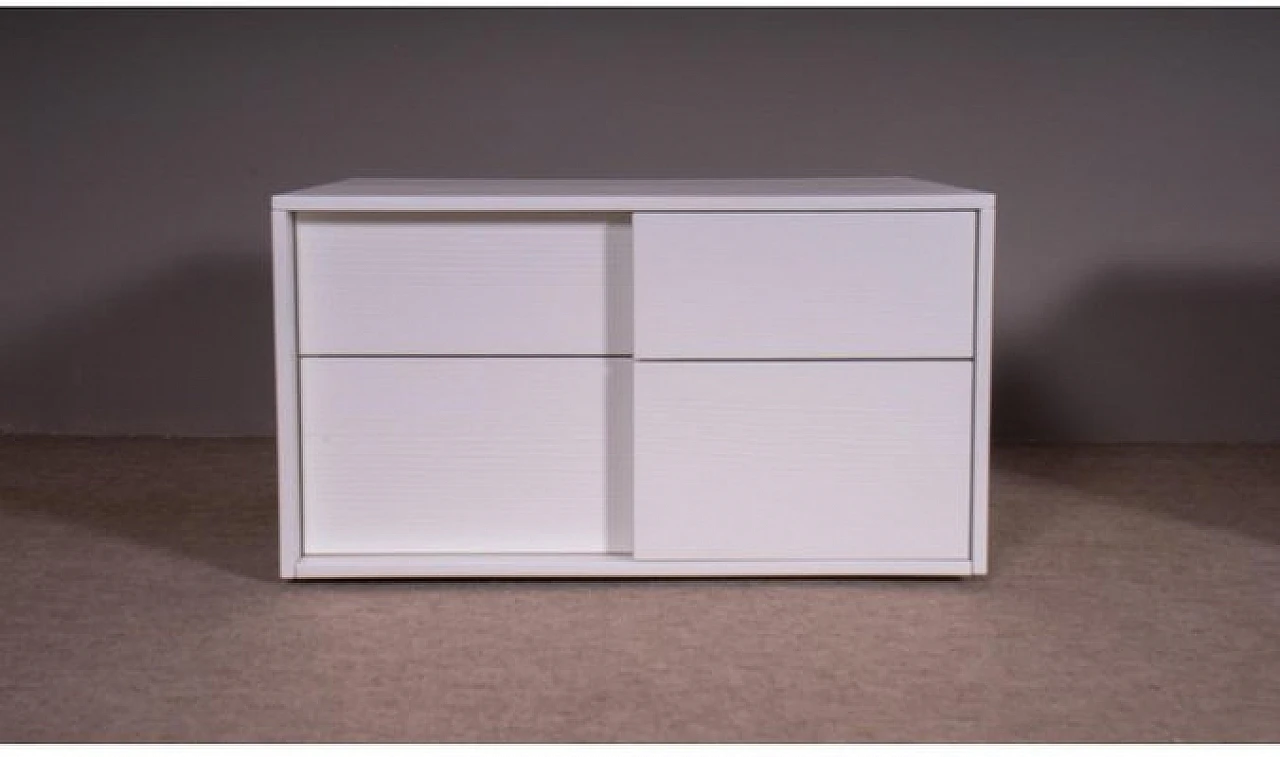 Coppia di comodini in legno a righe con 2 cassetti, anni '80 2