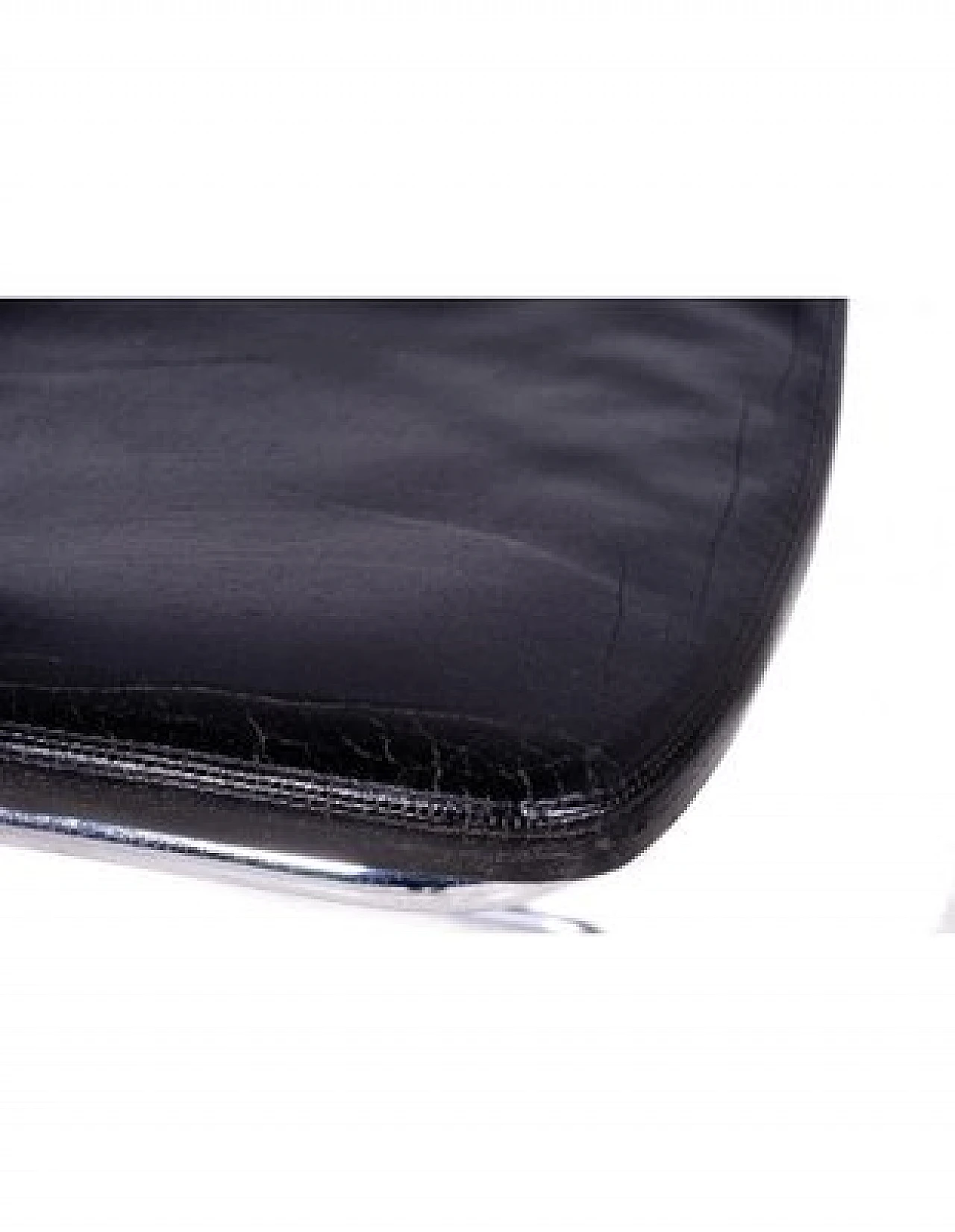 4 Tubular steel and black leather chairs, 1970s 3