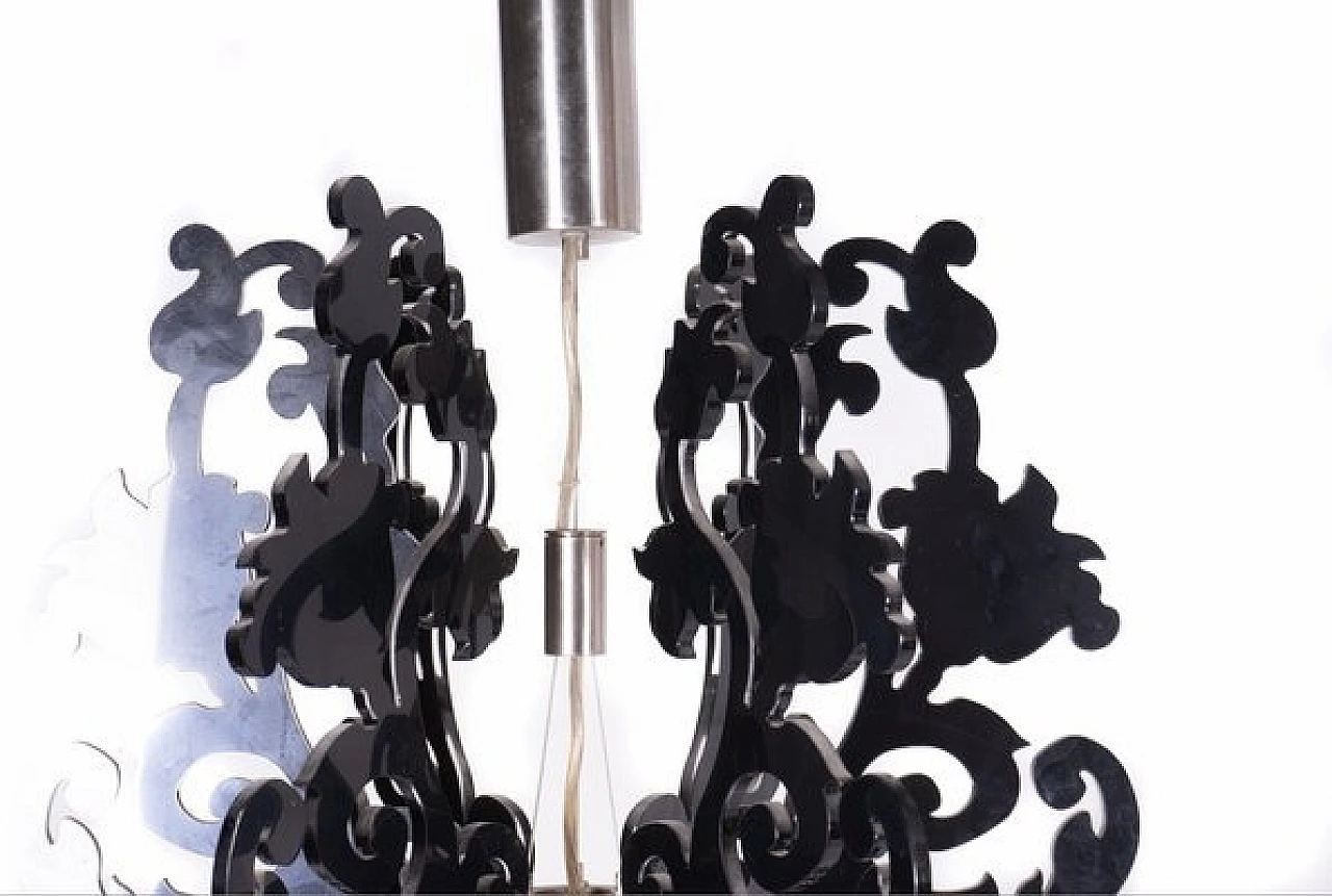 Lampadario moderno in plastica nero, anni '70 2