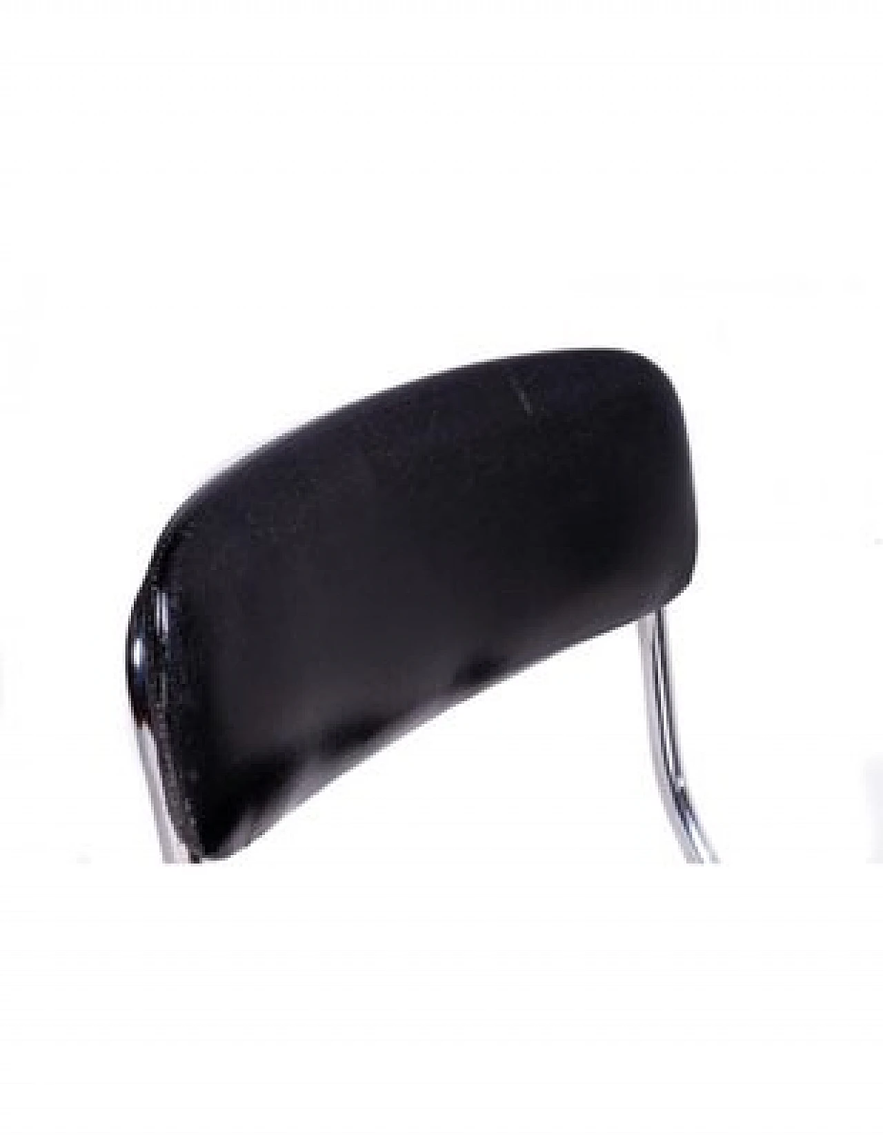 4 Tubular steel and black leather chairs, 1970s 4