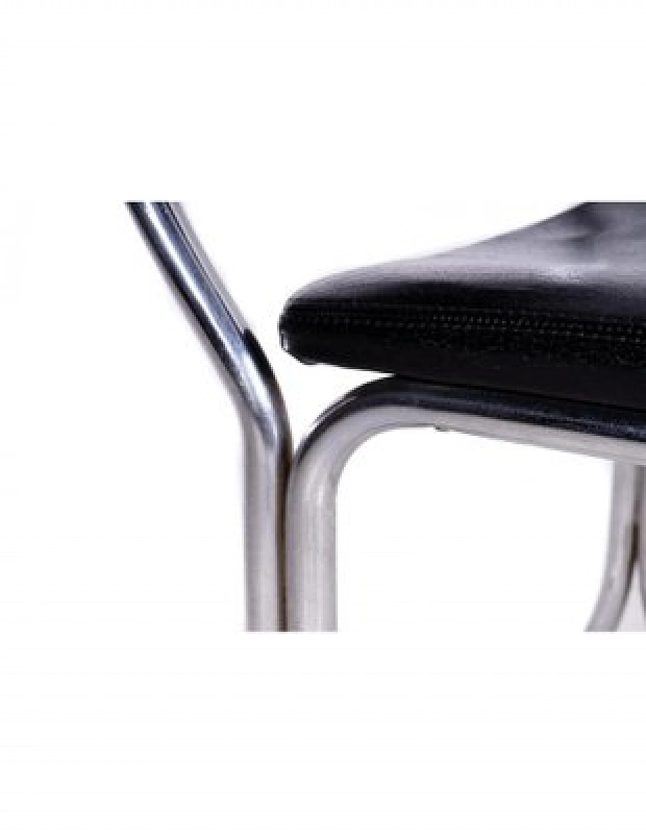 4 Tubular steel and black leather chairs, 1970s 5