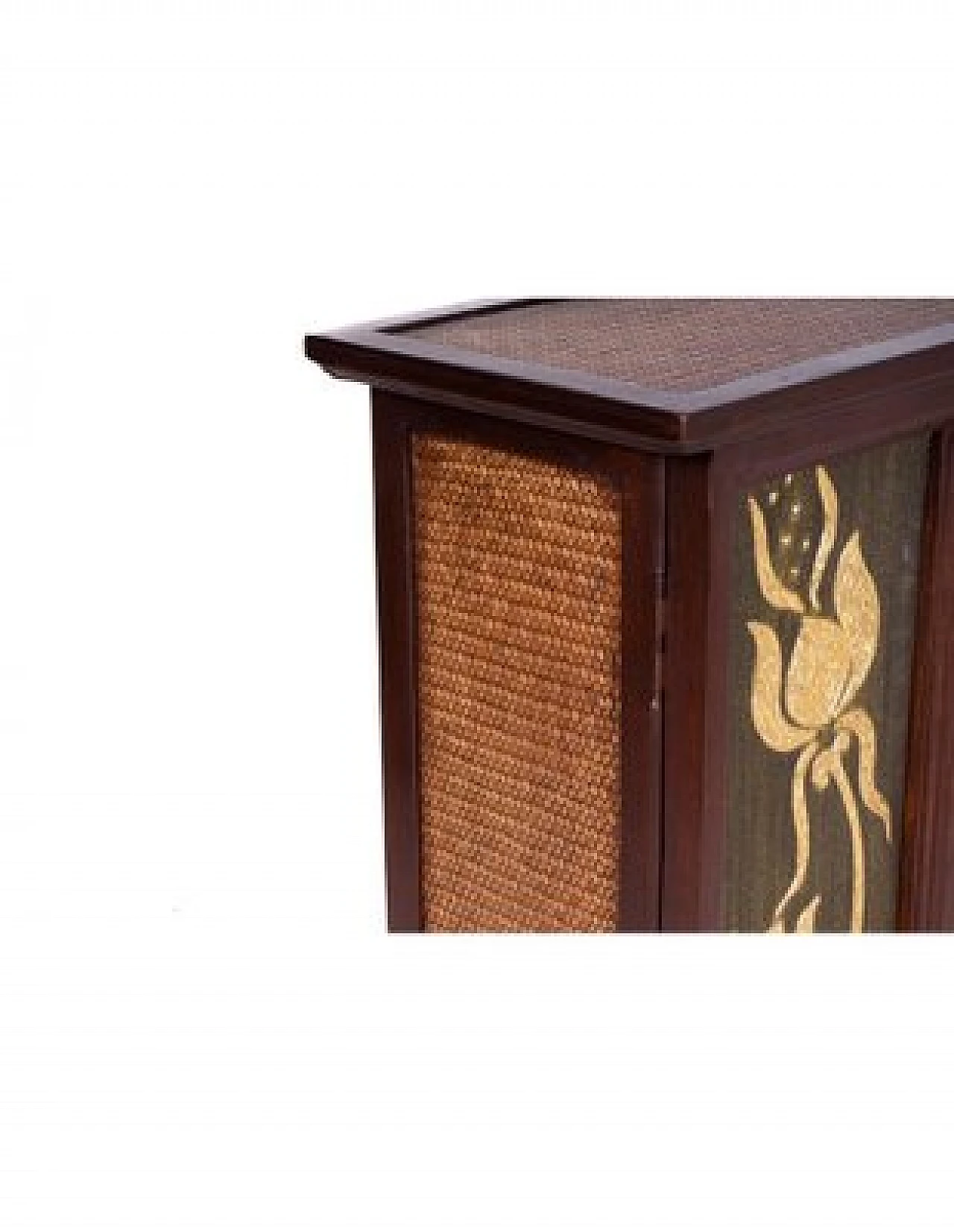 Mobiletto a due ante con ripiani interni in legno di acacia, metà '900 8