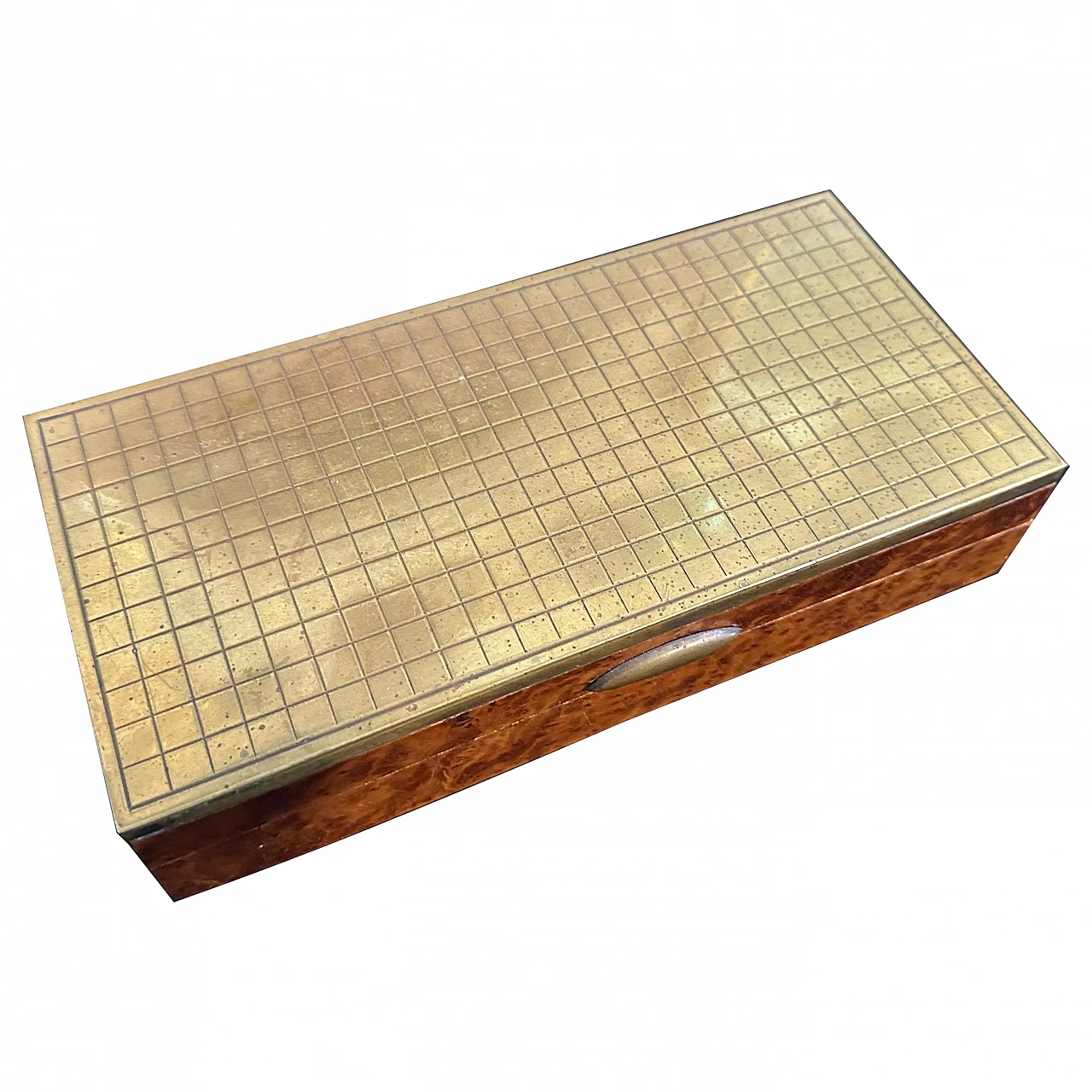 NKlaus 10x5x4,5cm Scatola in legno decorata con decorazioni in ottone Elegante scatola in legno con dettagli in ottone per souvenir di gioielli 11632