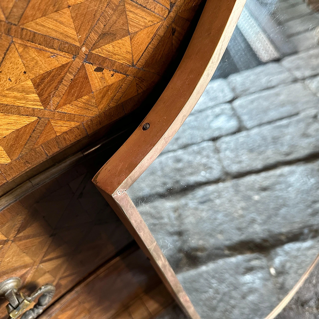 Specchio da parete in ottone nello stile di G. Ponti, anni '50 3