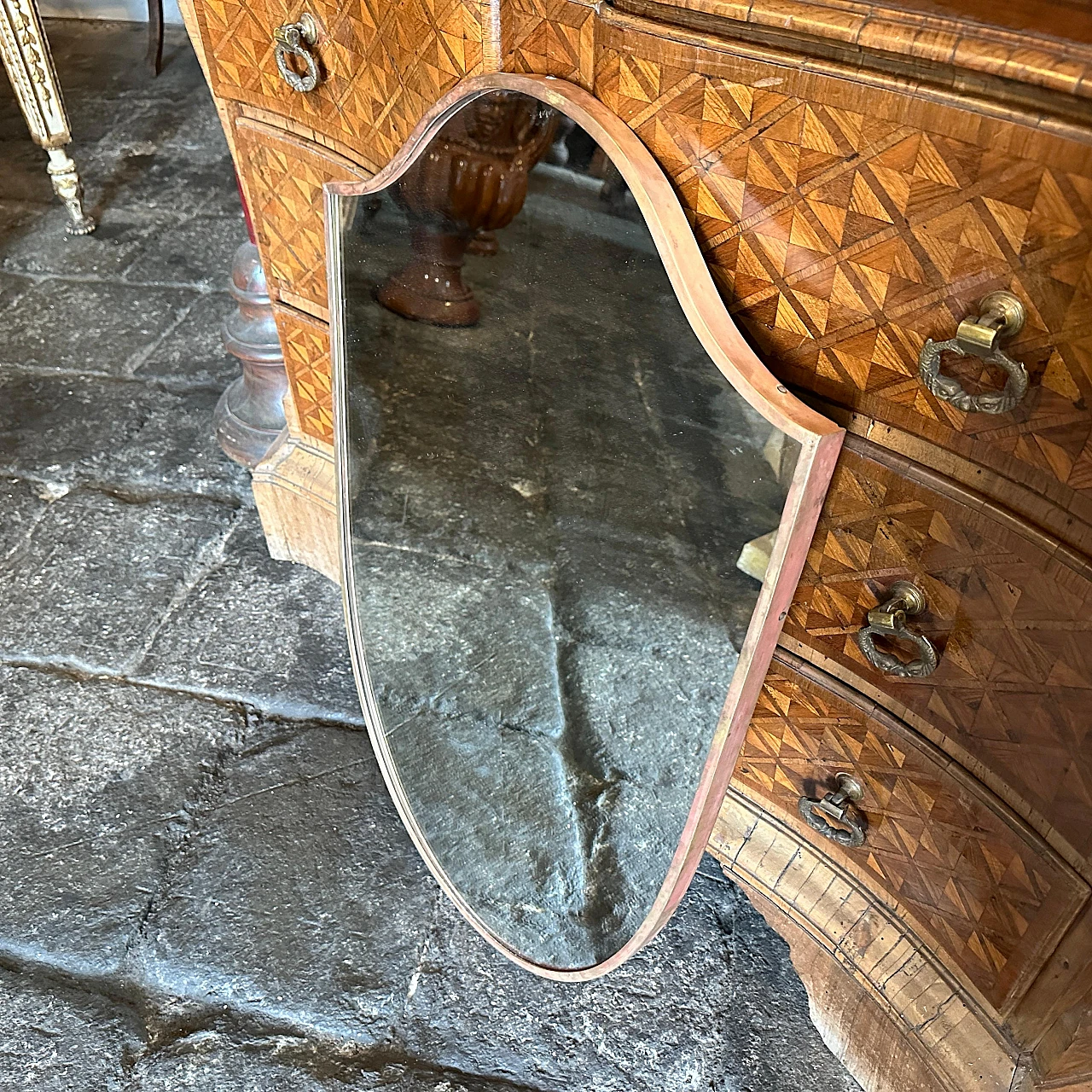 Specchio da parete in ottone nello stile di G. Ponti, anni '50 5