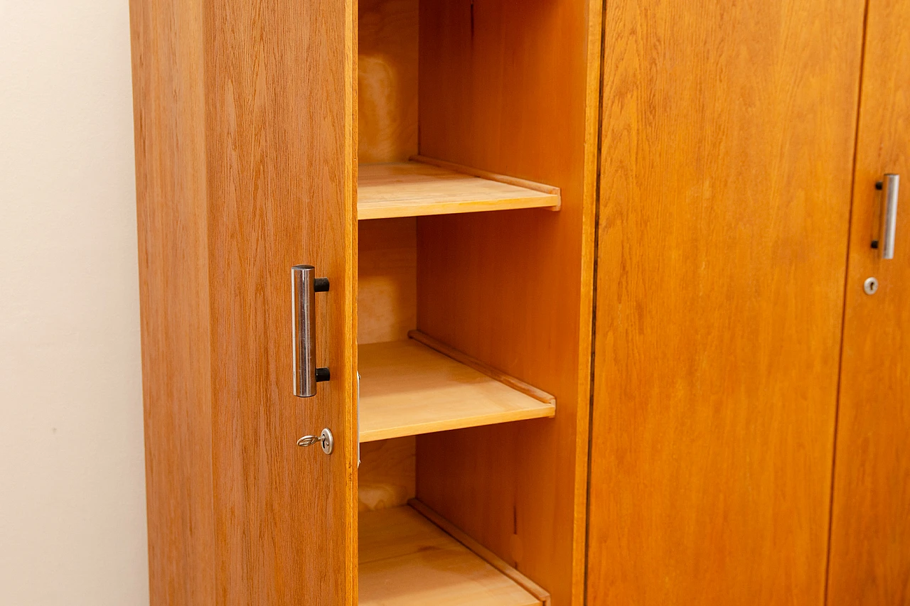 Bauhaus oak three-door wardrobe by Vichr & Spol, 1930s 11