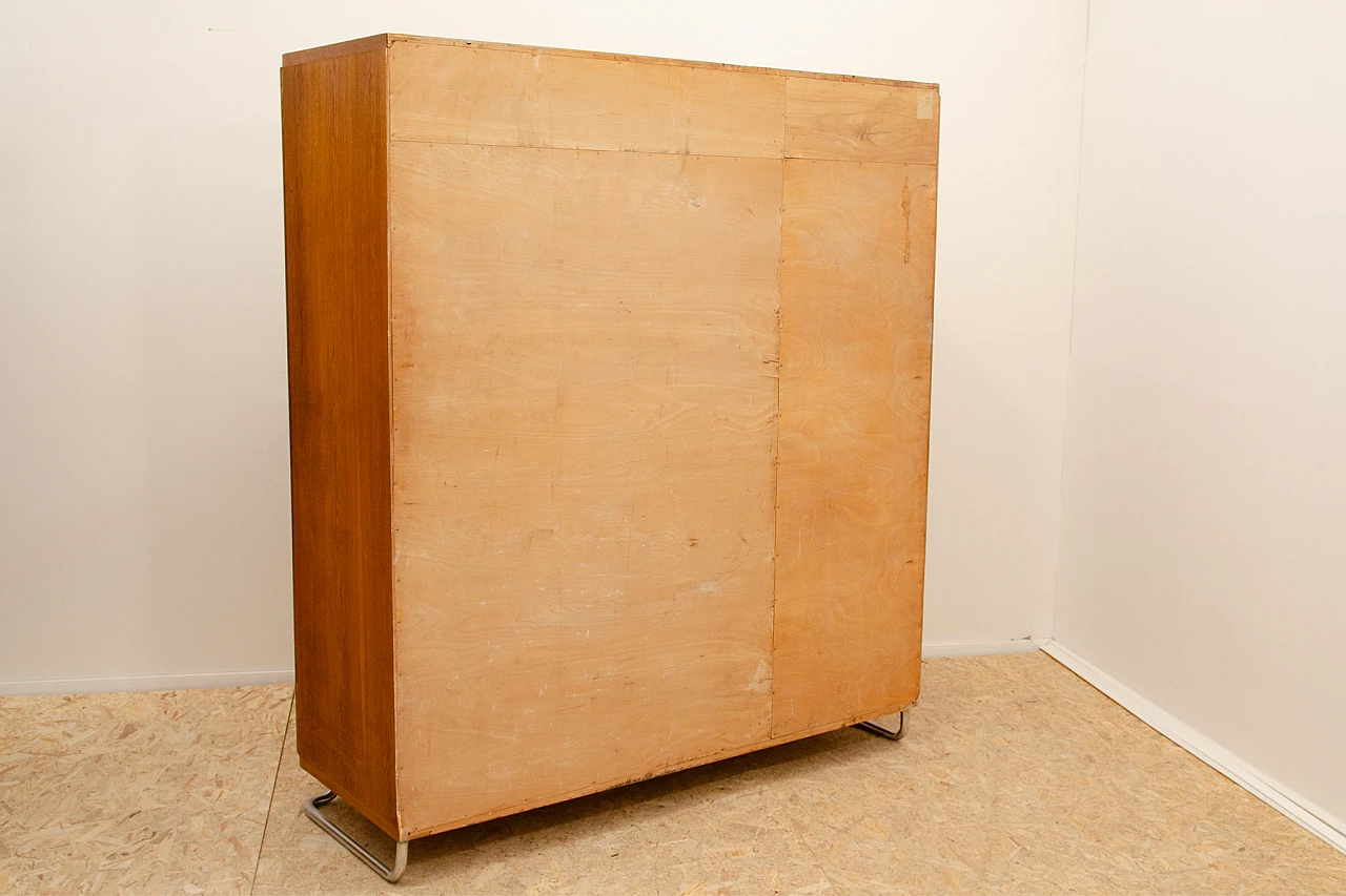 Bauhaus oak three-door wardrobe by Vichr & Spol, 1930s 16