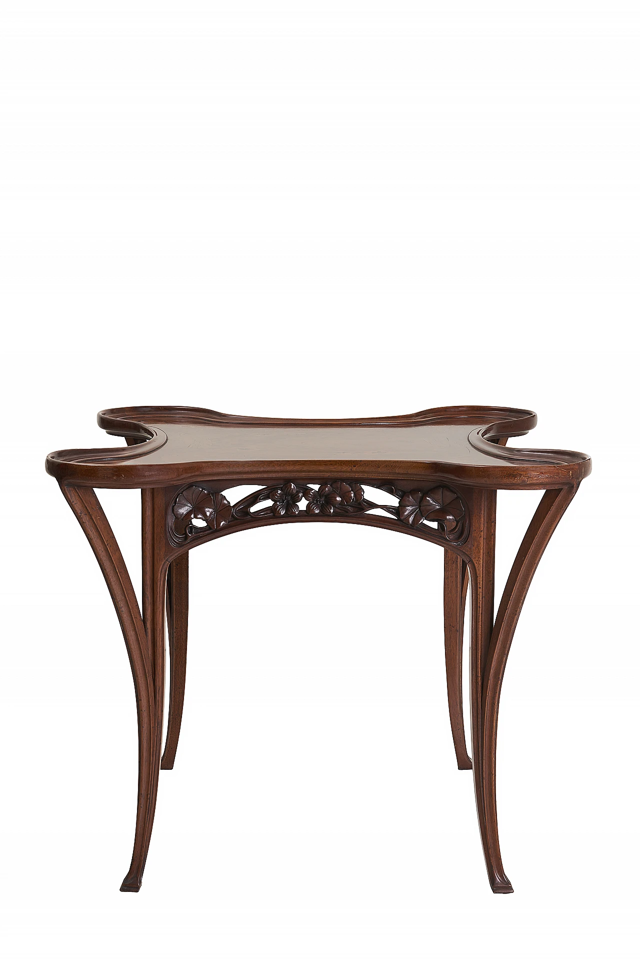 Tavolo da gioco stile Liberty con piano intarsiato, anni '90 1