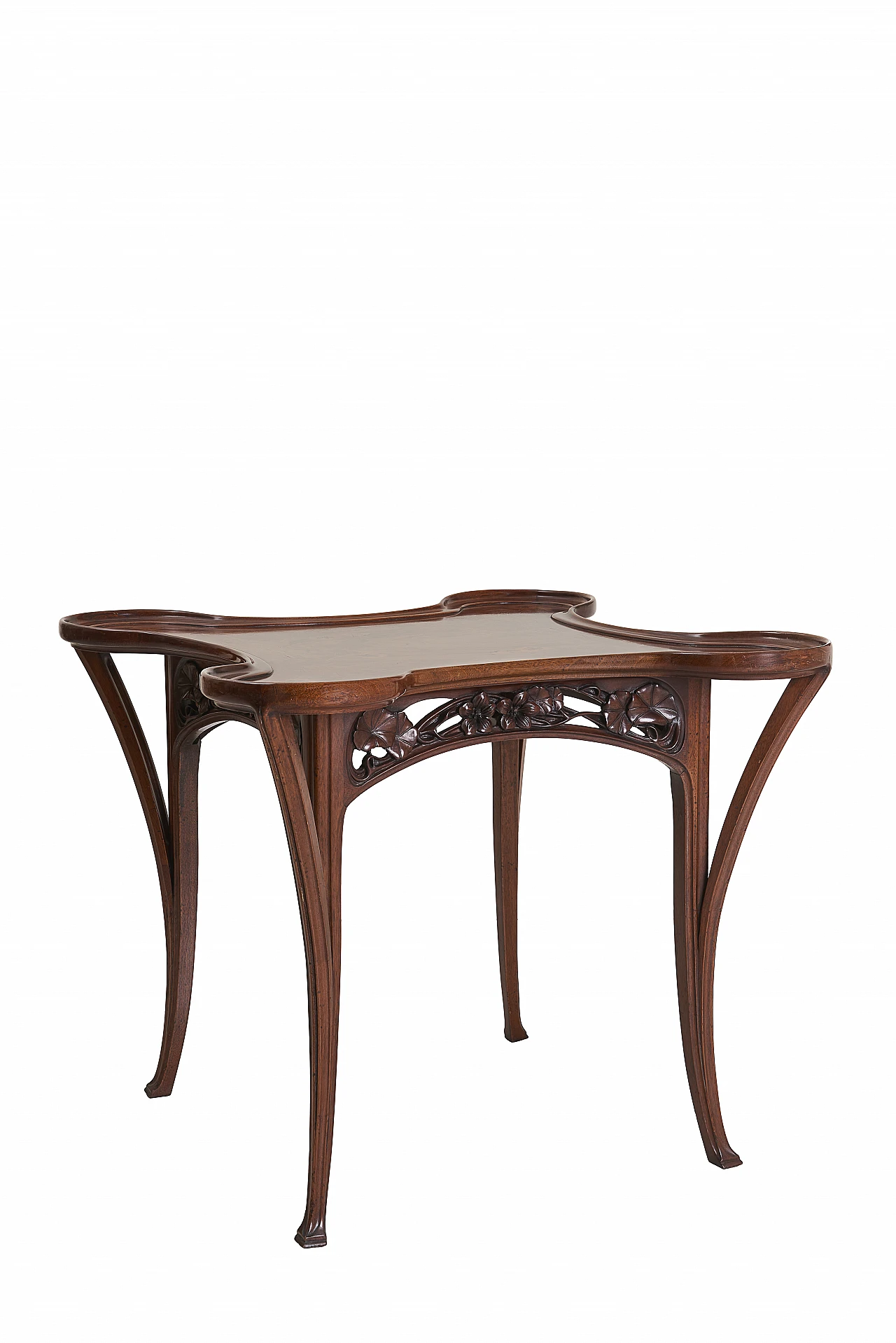 Tavolo da gioco stile Liberty con piano intarsiato, anni '90 2