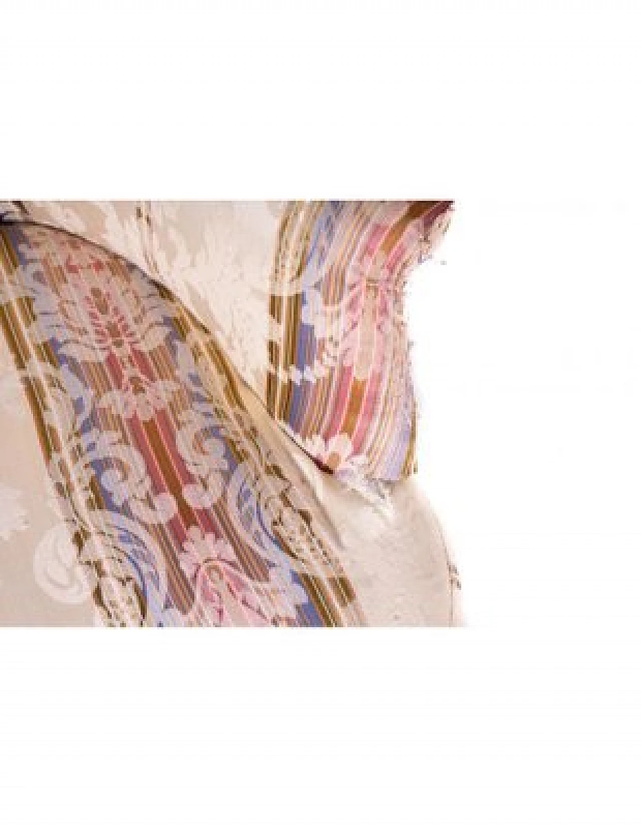 Divano e coppia di poltrone in legno e tessuto a righe, '800 11