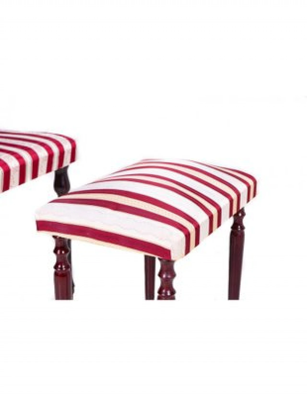 Sedia e sgabello stile Vittoriano in legno ebanizzato e tessuto 7