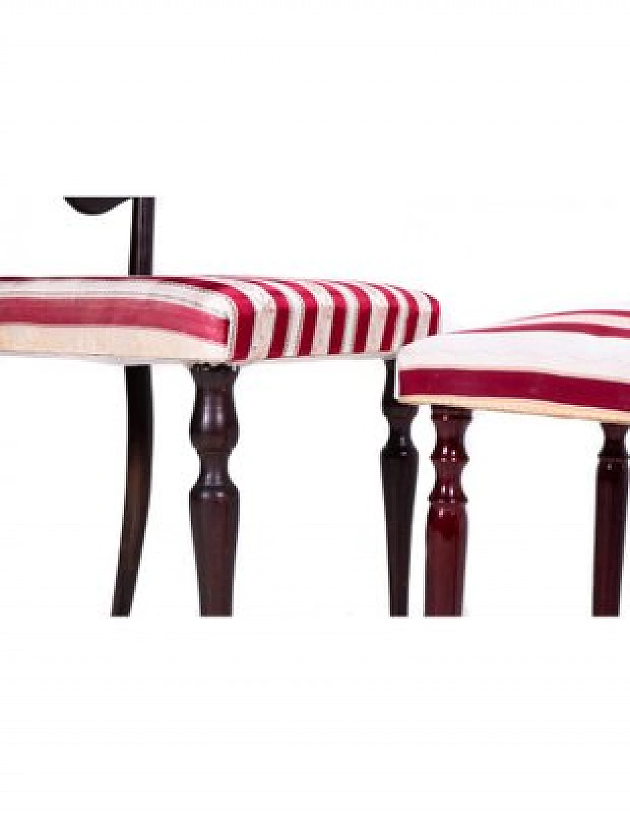 Sedia e sgabello stile Vittoriano in legno ebanizzato e tessuto 8