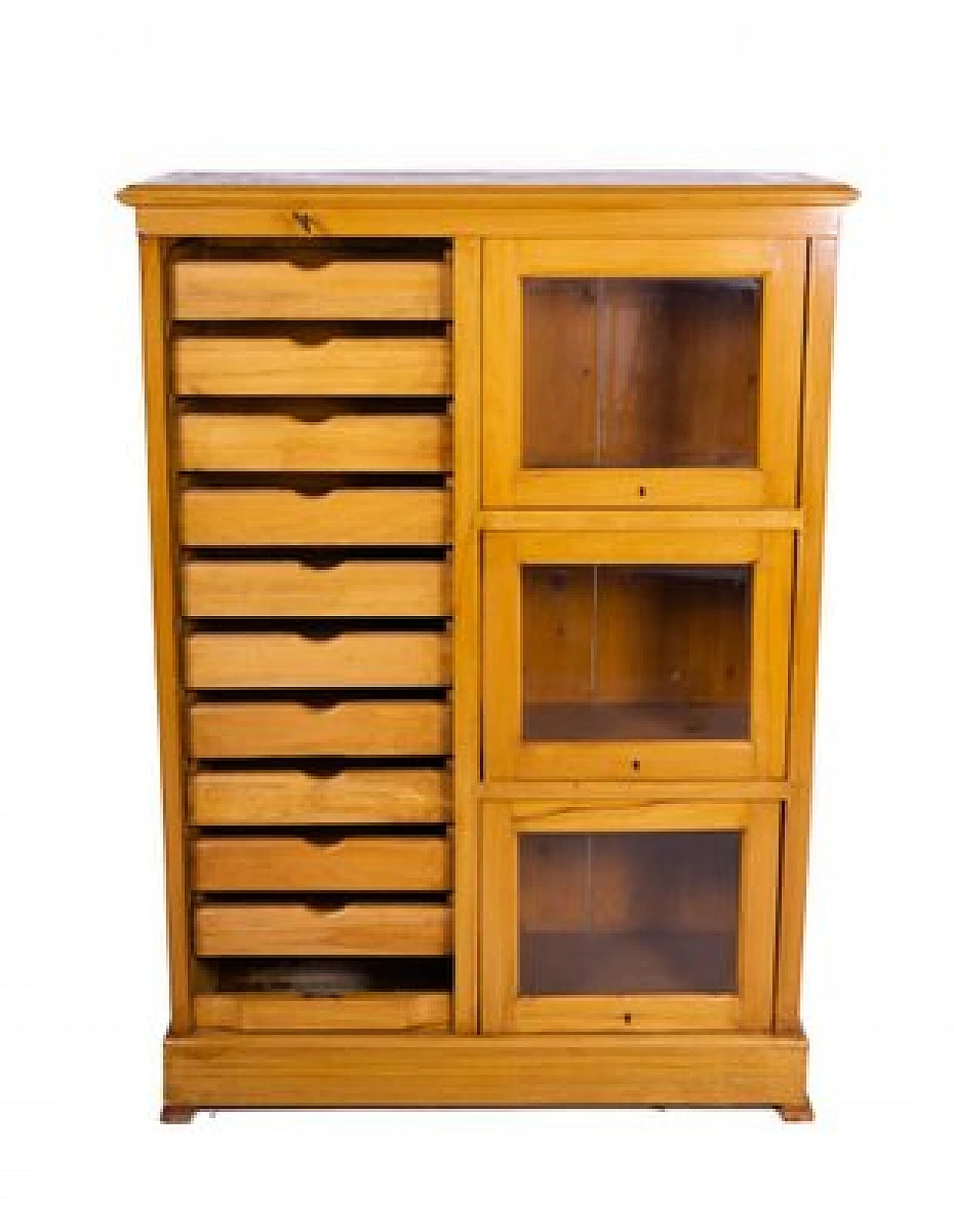 Schedario inglese in legno con otturatore e vetrine, fine '900 4