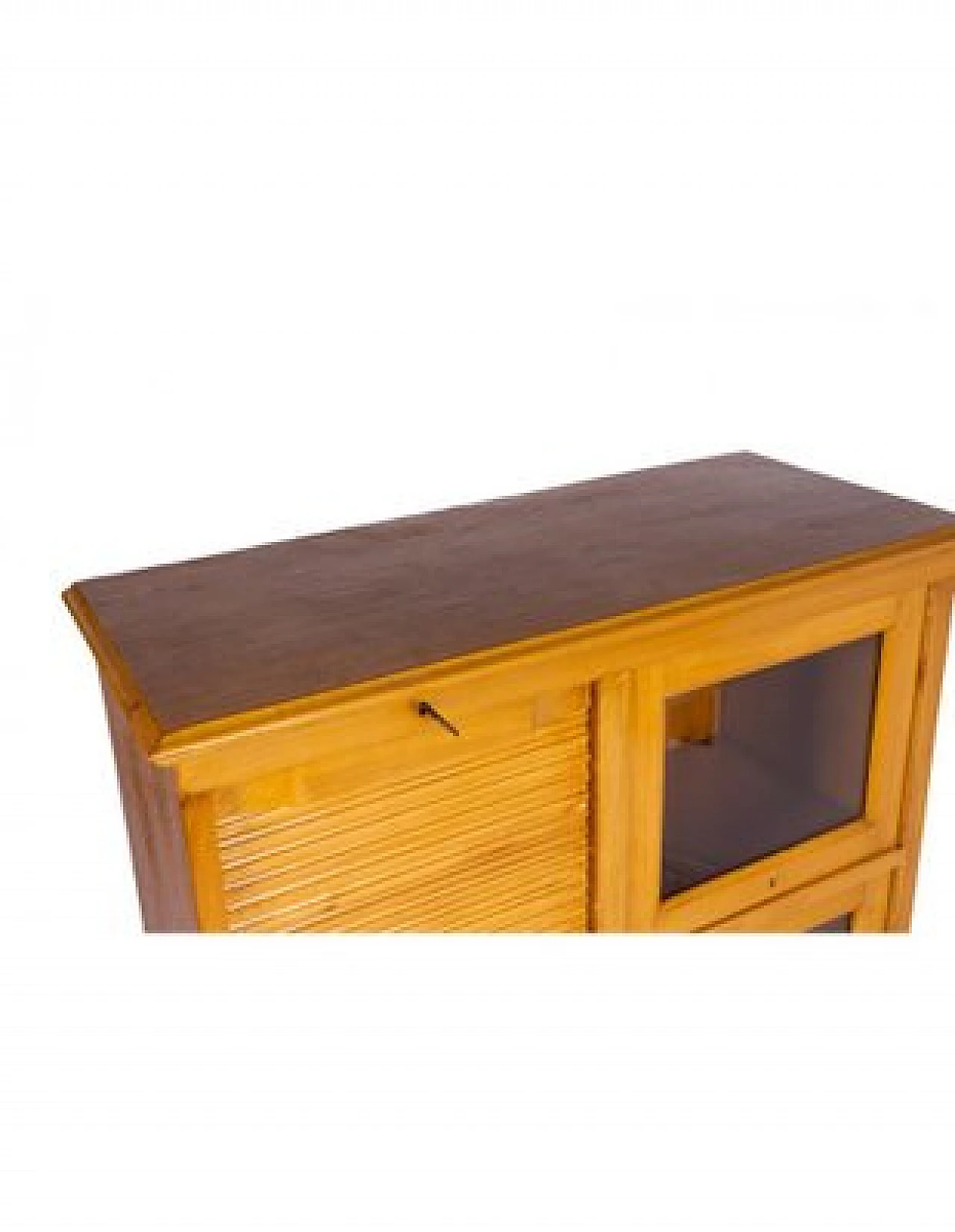 Schedario inglese in legno con otturatore e vetrine, fine '900 12