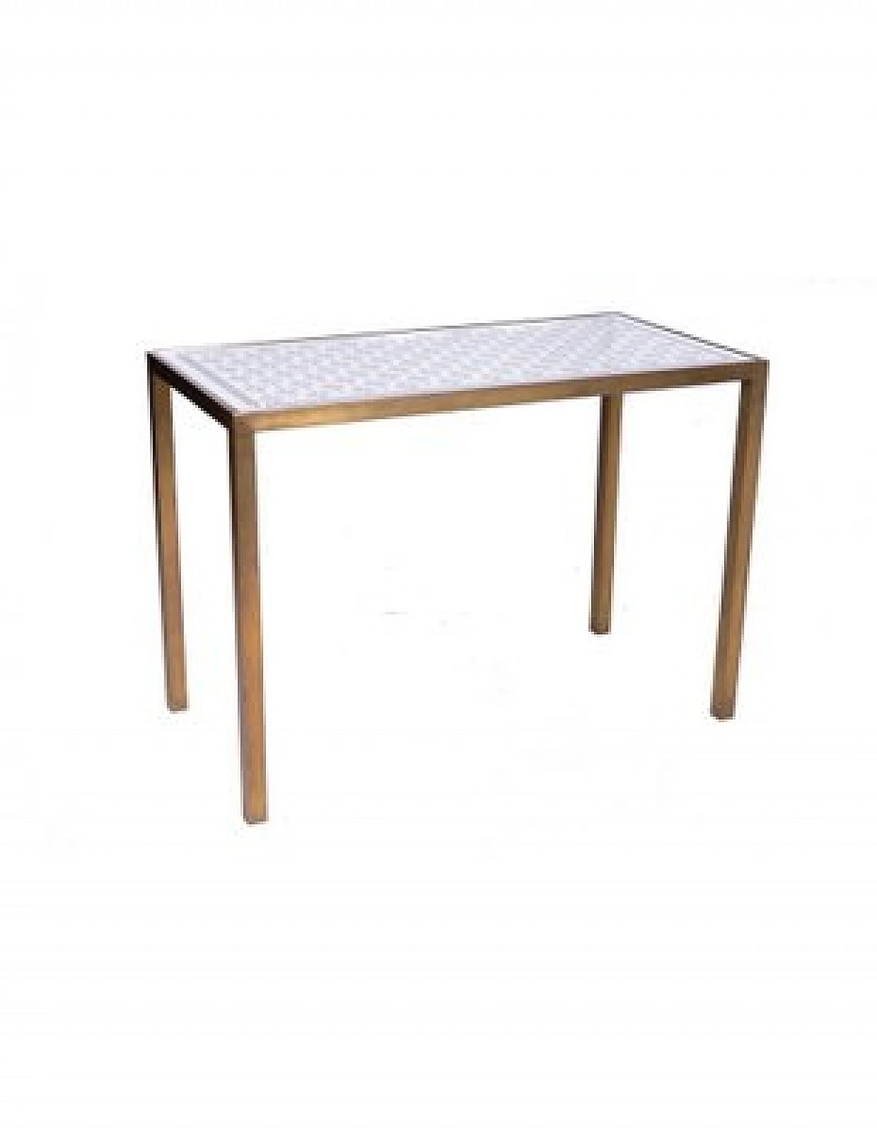 Tavolino in ottone con piano in vetro a specchio, anni '60 1