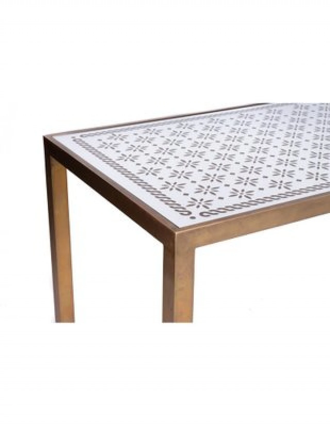 Tavolino in ottone con piano in vetro a specchio, anni '60 2