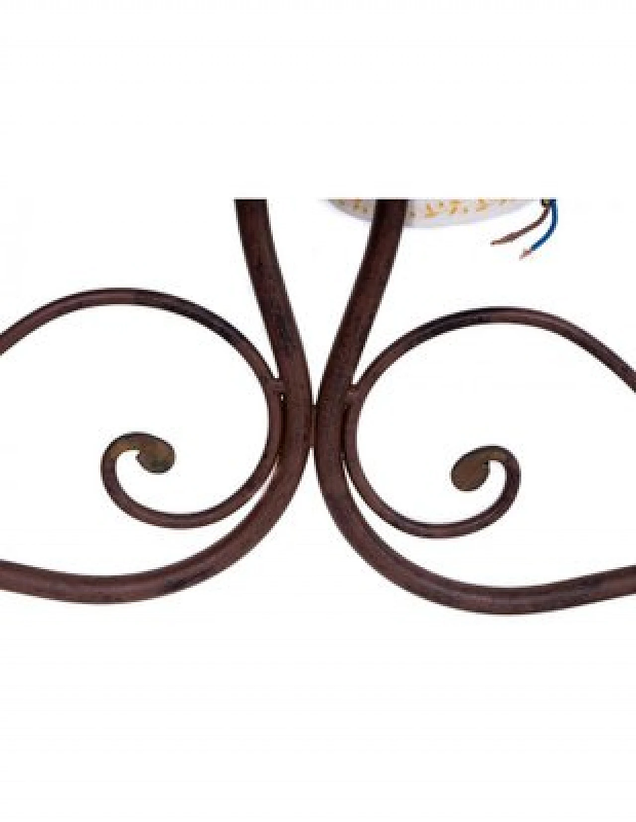 Two light chandelier with iron structure, 1980s 5