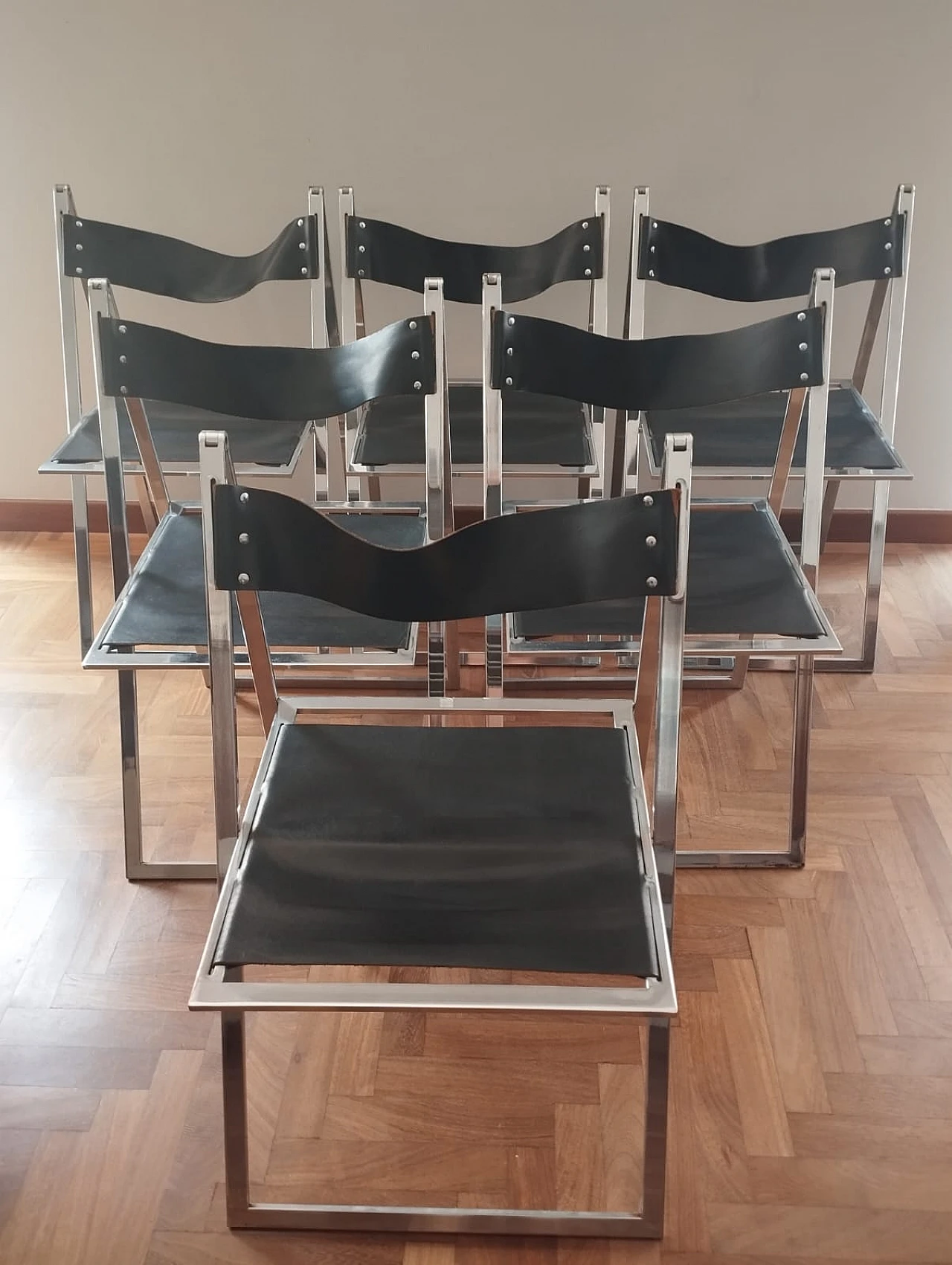 Steel and leather chair by Fontoni & Geraci for Elios, 1970s | intOndo