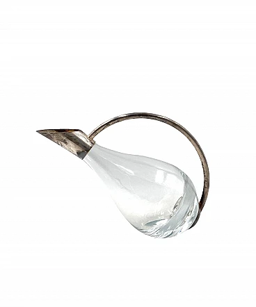 Silver and crystal decanter by Masini Florence, 1980s