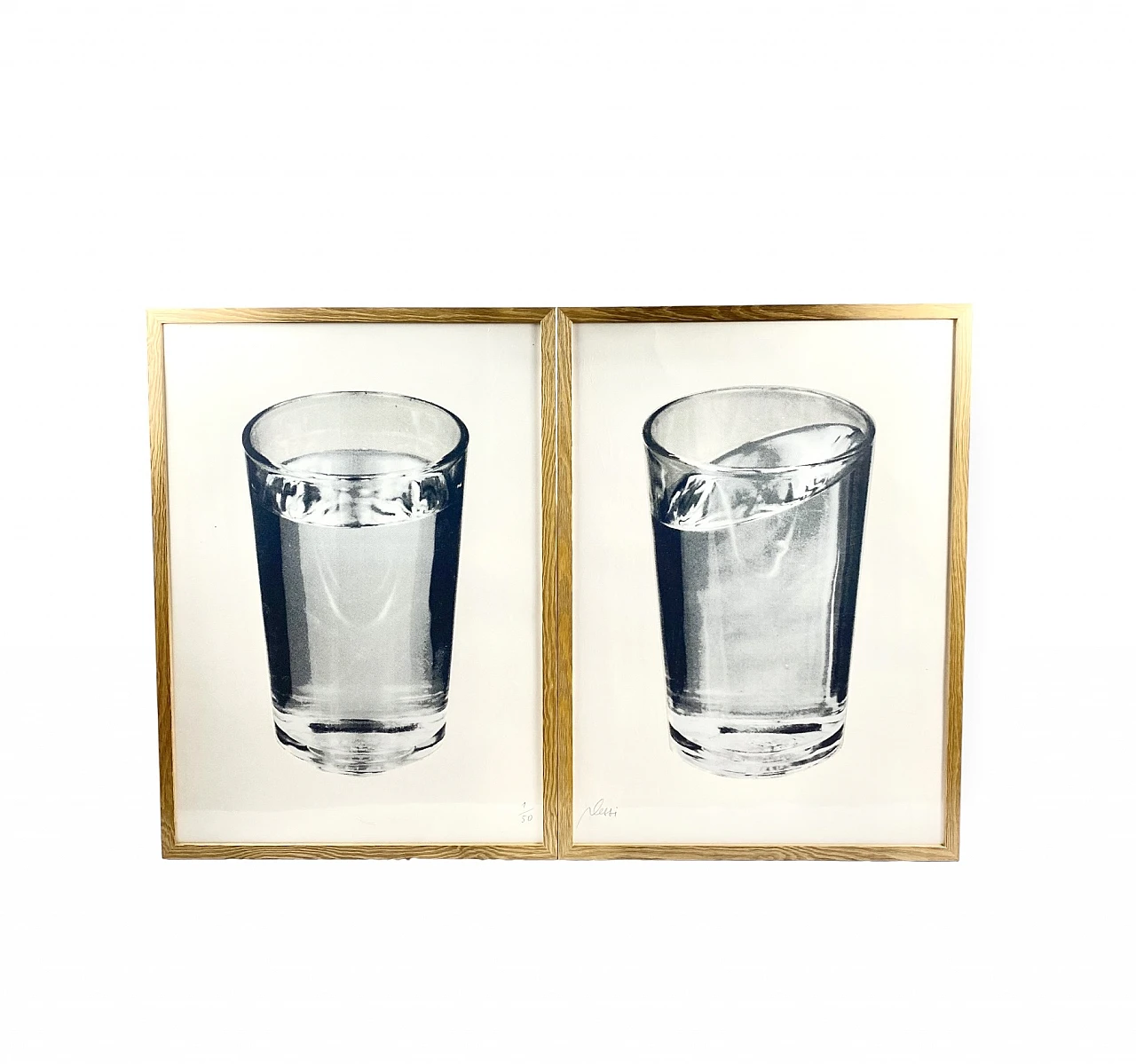 Fabrizio Plessi, Water glasses, pair of prints on canvas, 1970s 1