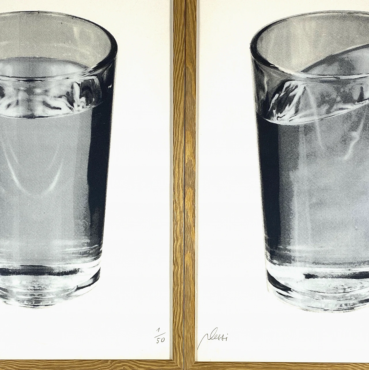 Fabrizio Plessi, Water glasses, pair of prints on canvas, 1970s 2