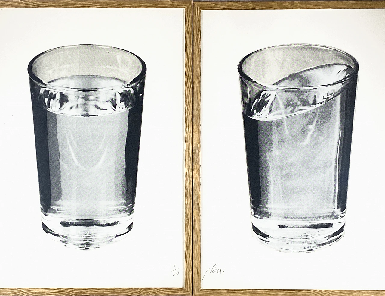 Fabrizio Plessi, Water glasses, pair of prints on canvas, 1970s 3