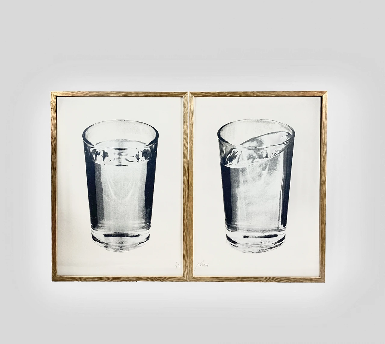 Fabrizio Plessi, Water glasses, pair of prints on canvas, 1970s 4