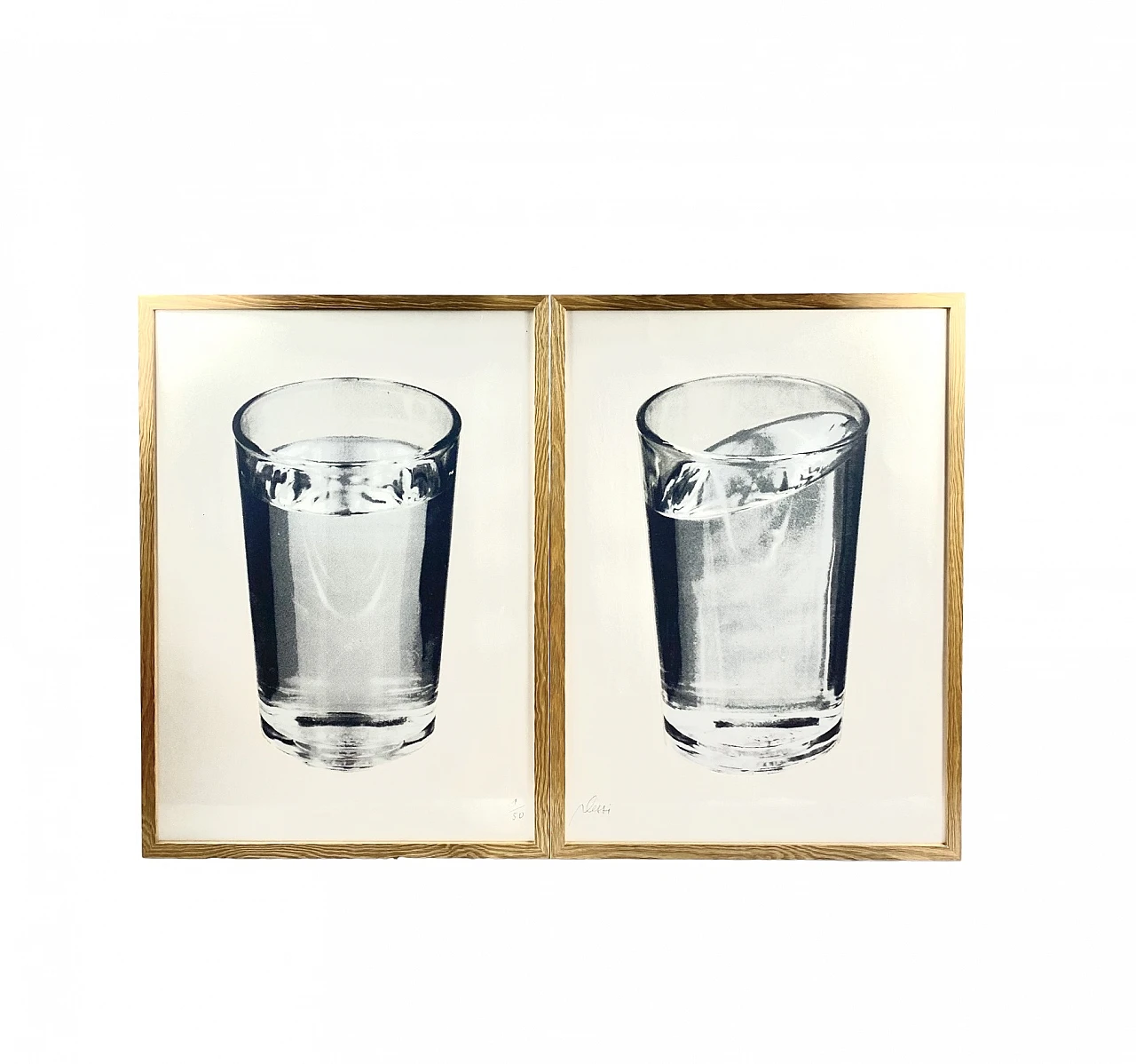 Fabrizio Plessi, Water glasses, pair of prints on canvas, 1970s 6