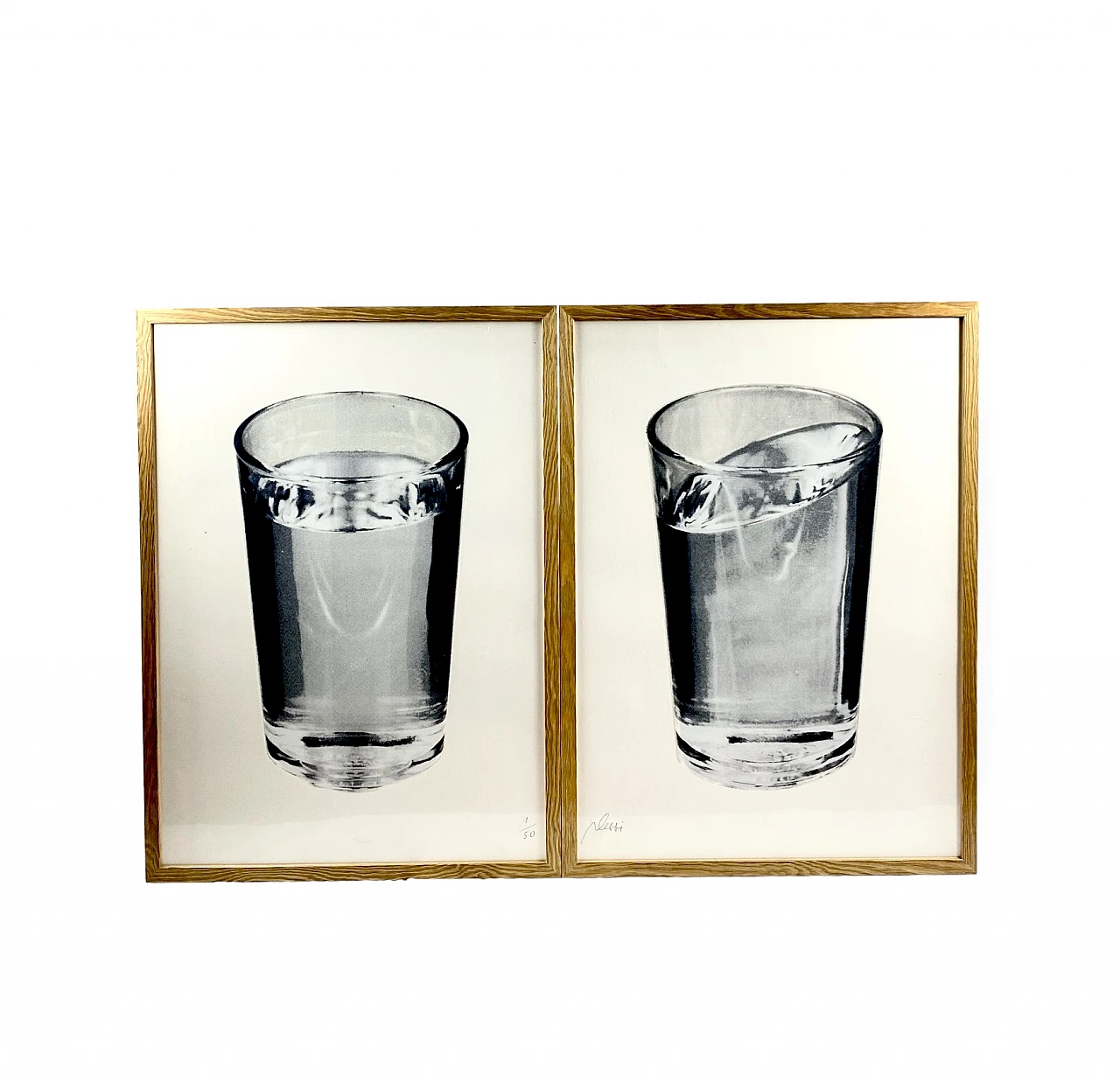 Fabrizio Plessi, Water glasses, pair of prints on canvas, 1970s 7