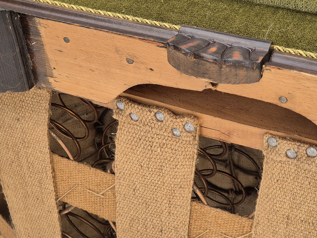 Danish green velvet and oak armchair, 1950s 8