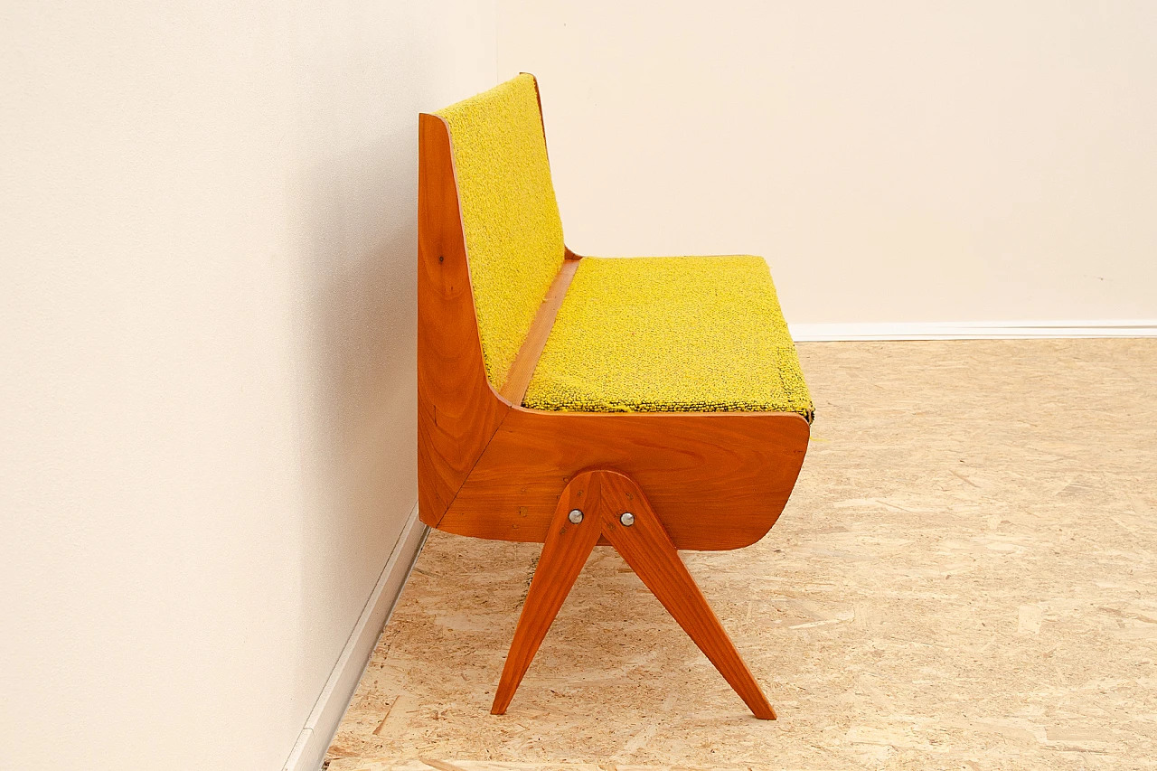 Panca cecoslovacca in faggio e tessuto, anni '60 7