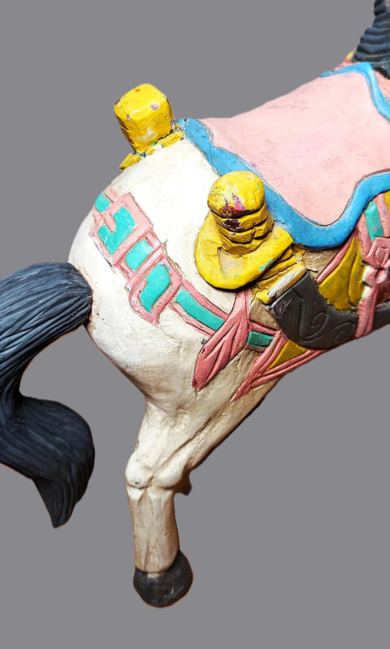 Horse, Indian hand-painted teak sculpture, early 20th century 6
