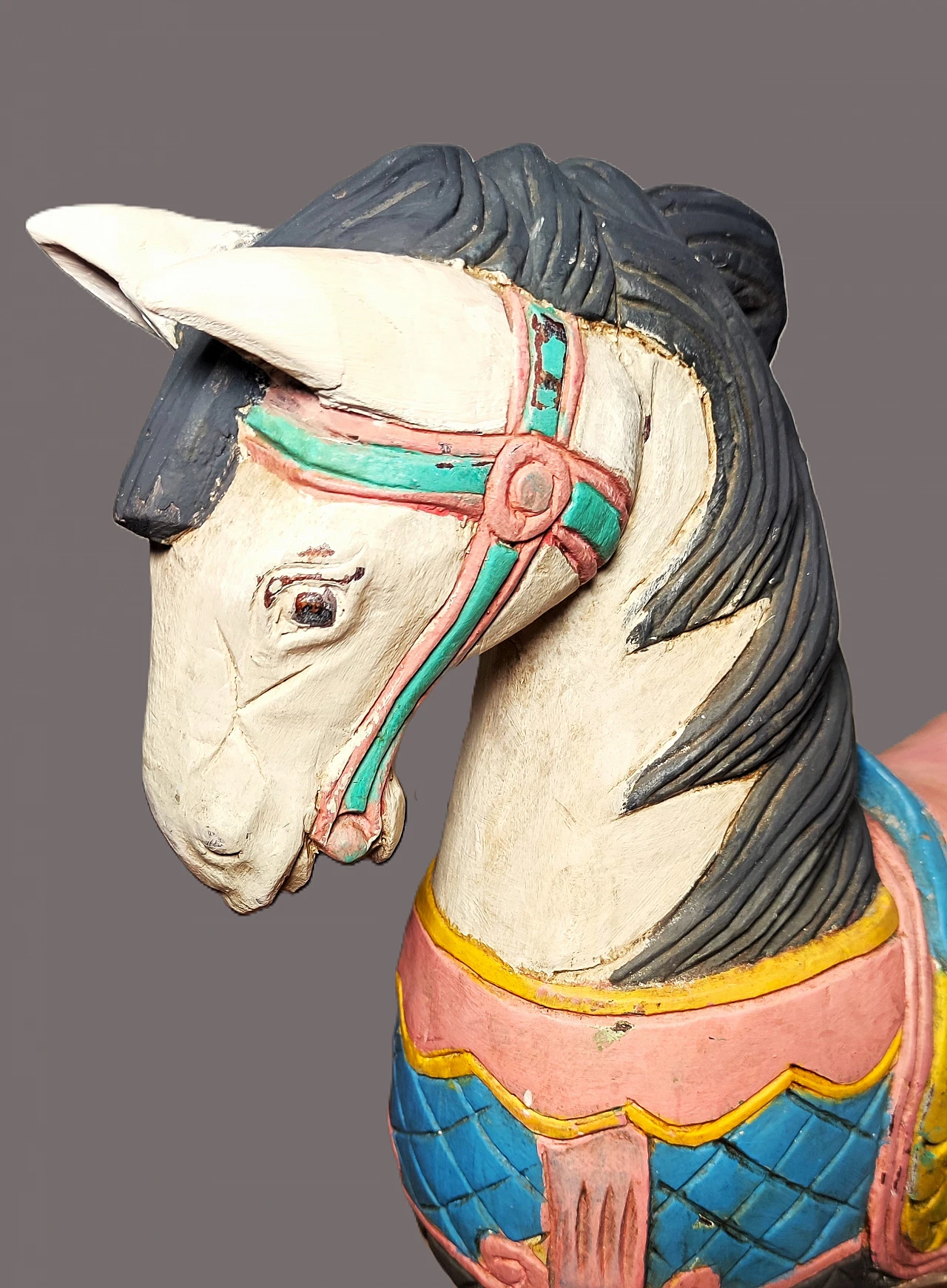 Horse, Indian hand-painted teak sculpture, early 20th century 7