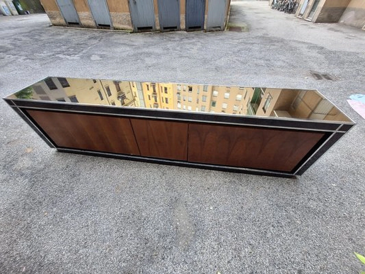 Laquered walnut, briar & metal sideboard by Gorgoni for Turri, 1970s 6