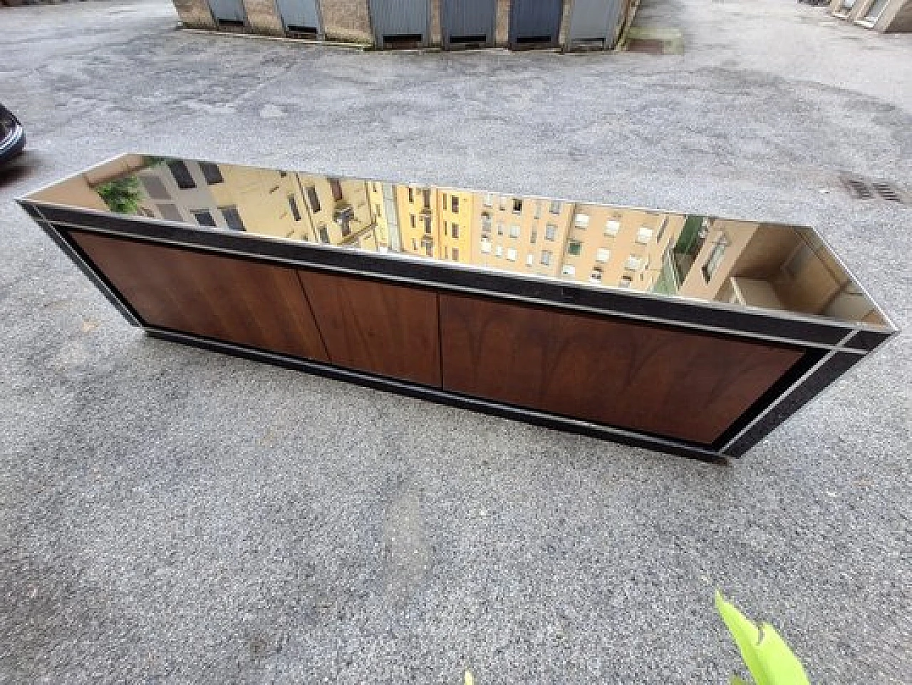 Laquered walnut, briar & metal sideboard by Gorgoni for Turri, 1970s 7
