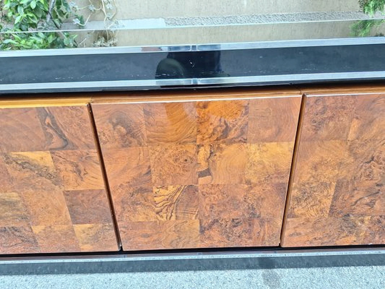 Laquered walnut, briar & metal sideboard by Gorgoni for Turri, 1970s 8
