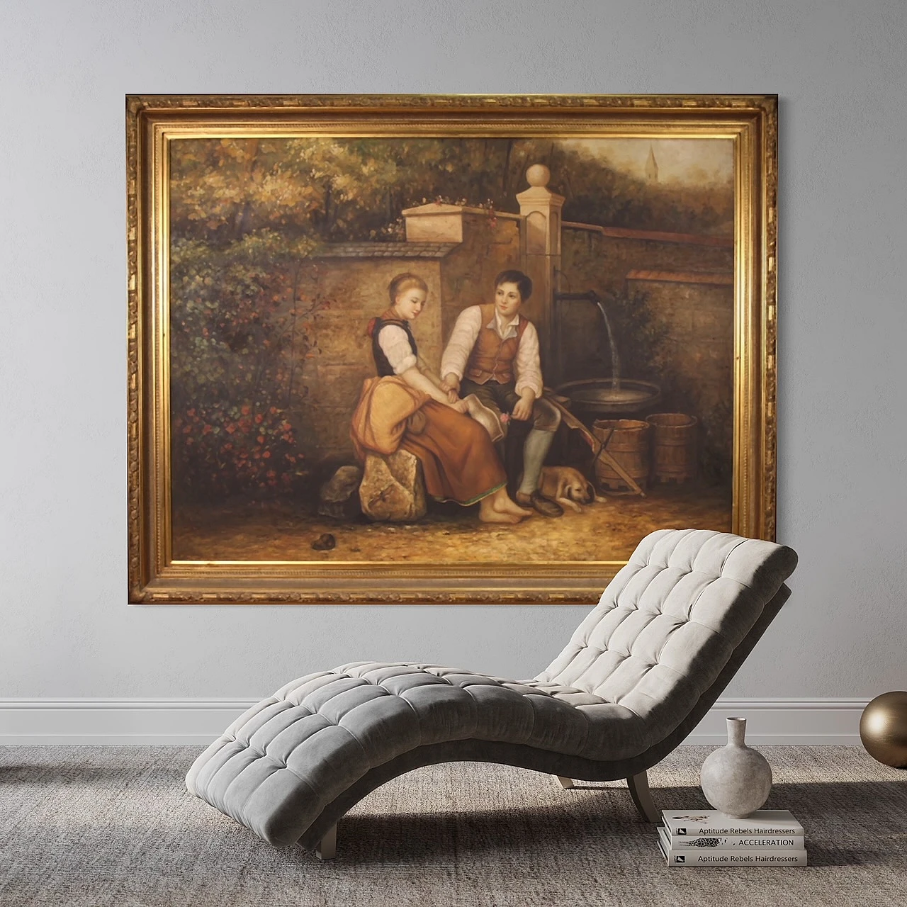 Innamorati alla fontana, acrilico su tela, anni '80 17