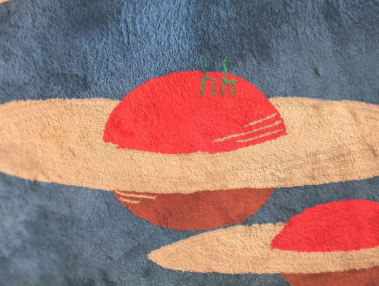 Grande TAPPETO "Pianeti nel Blu" di BERNI, anni '80 6