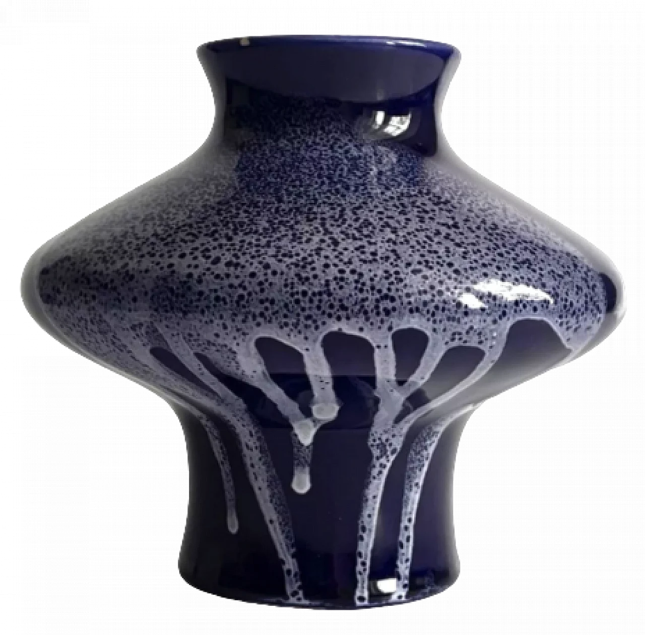 Vaso 6091 in ceramica blu cobalto di Keramika Kravsko, anni '70 2