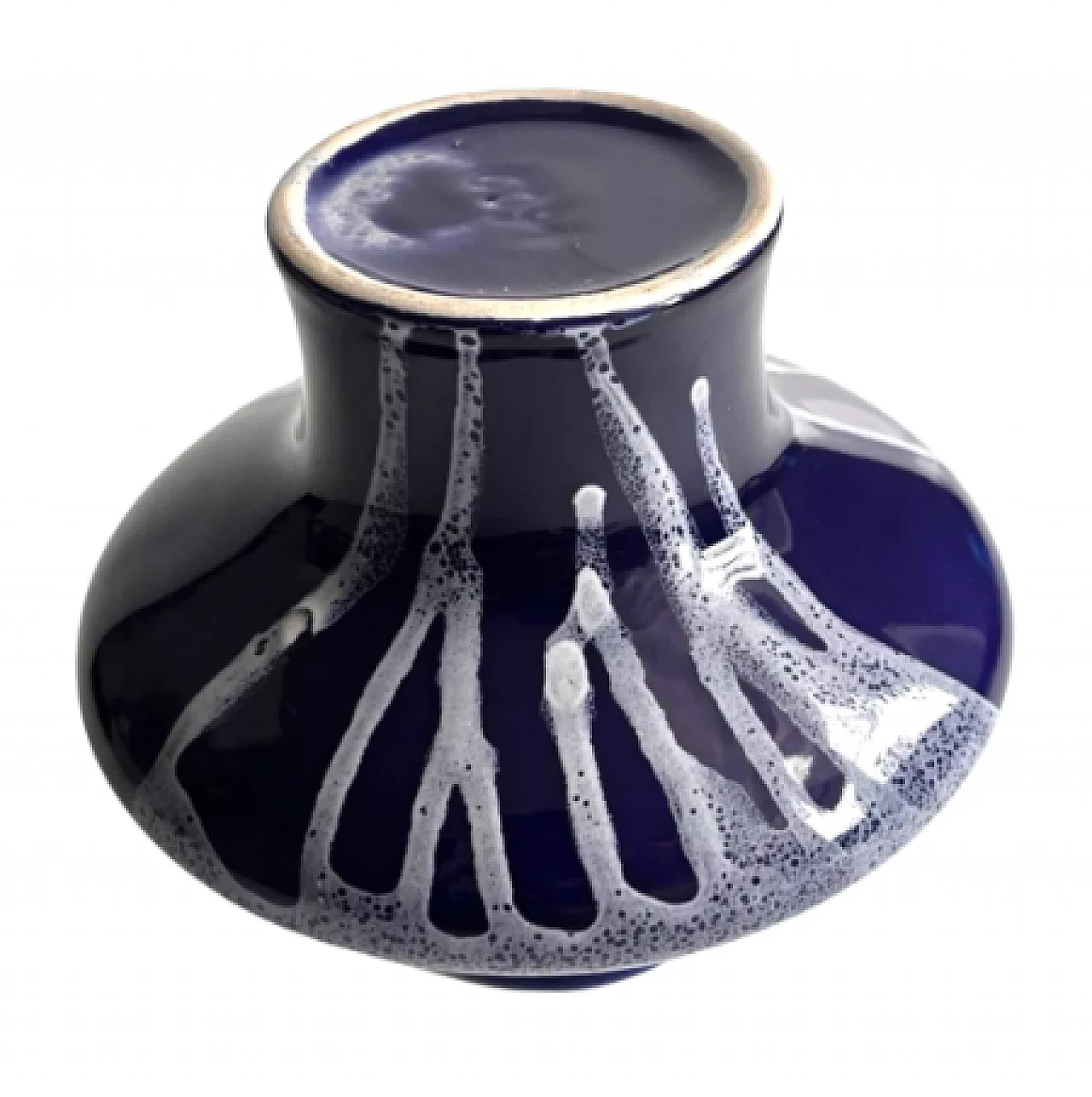 Vaso 6091 in ceramica blu cobalto di Keramika Kravsko, anni '70 9