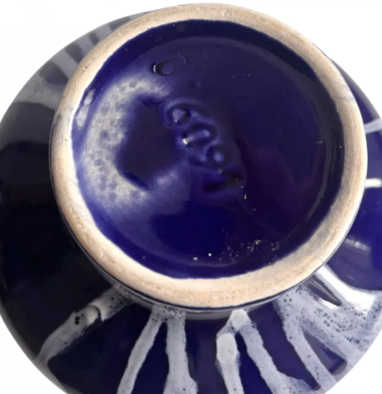 Vaso 6091 in ceramica blu cobalto di Keramika Kravsko, anni '70 16