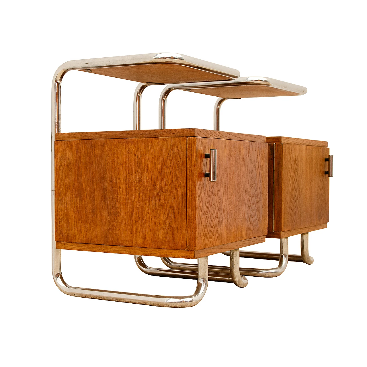 Pair of Bauhaus style bedside tables by Vichr & Spol for Kovona, 1950s 1