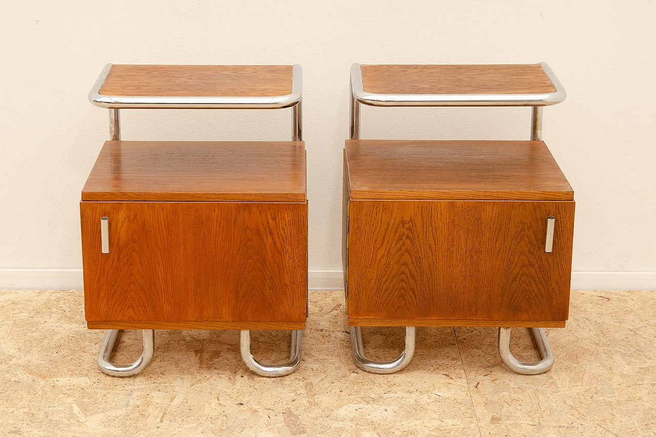 Pair of Bauhaus style bedside tables by Vichr & Spol for Kovona, 1950s 2