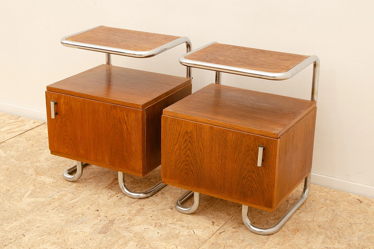 Pair of Bauhaus style bedside tables by Vichr & Spol for Kovona, 1950s 3