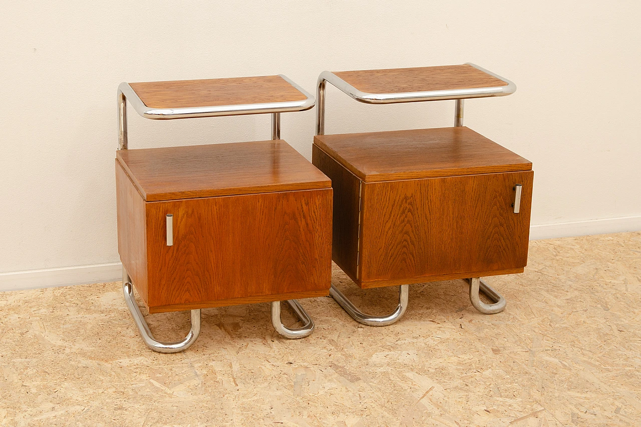 Pair of Bauhaus style bedside tables by Vichr & Spol for Kovona, 1950s 4