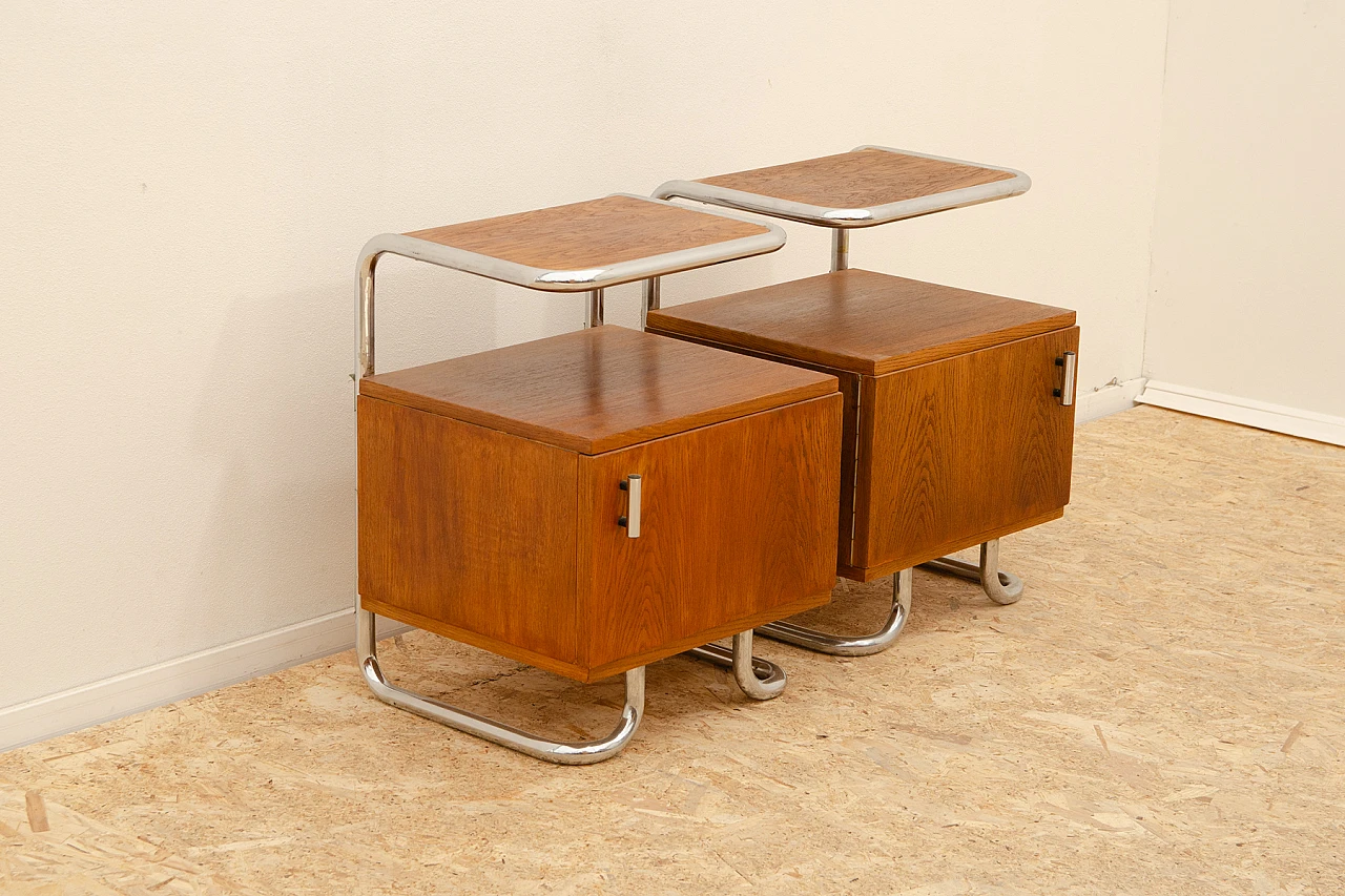 Pair of Bauhaus style bedside tables by Vichr & Spol for Kovona, 1950s 5