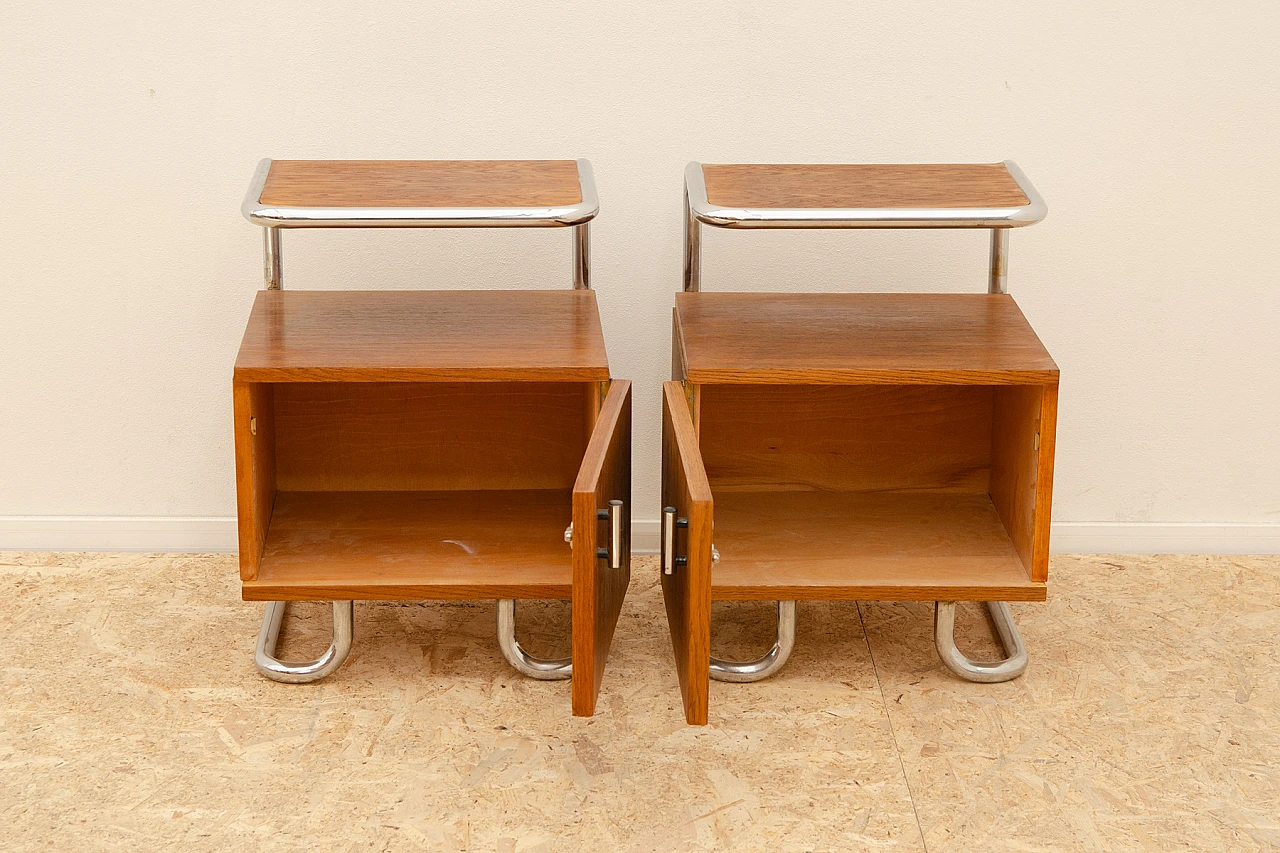 Pair of Bauhaus style bedside tables by Vichr & Spol for Kovona, 1950s 13