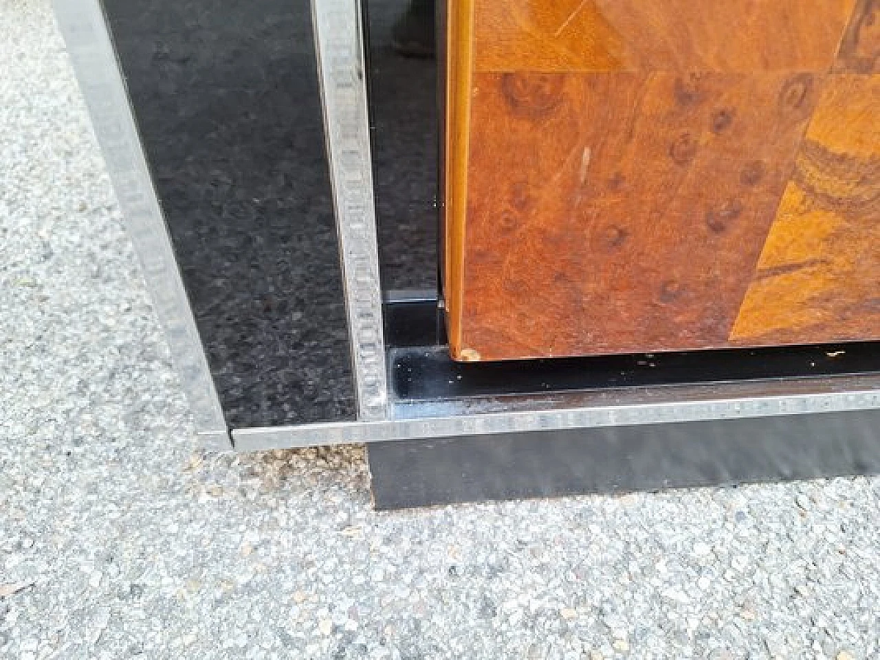 Laquered sideboard in walnut briar & metal by Gorgoni for Turri, 1960s 7