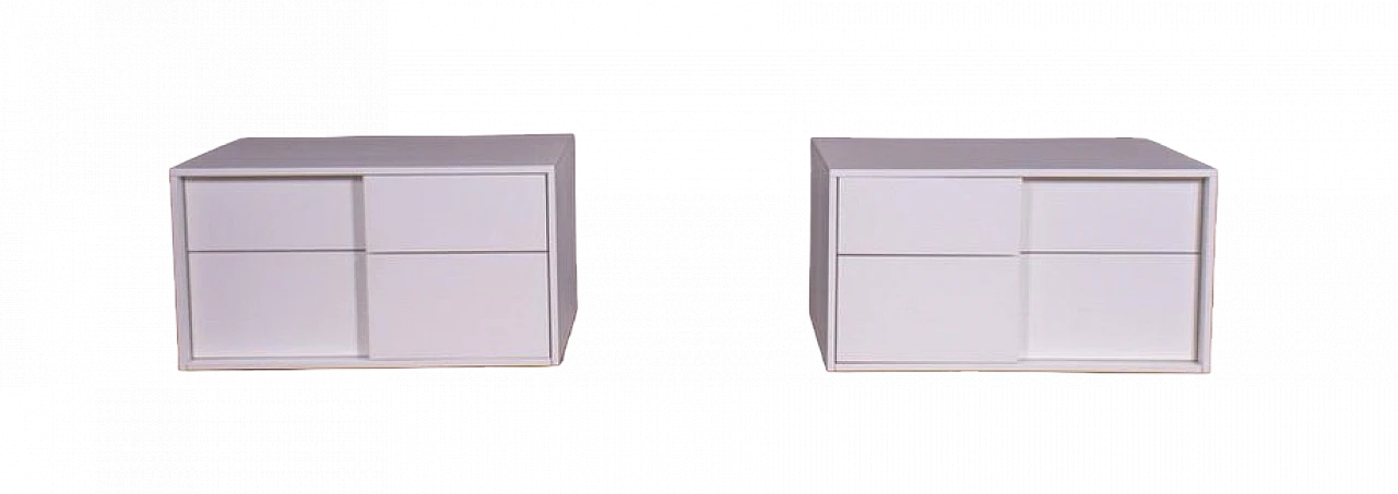 Coppia di comodini in legno a righe con 2 cassetti, anni '80 6