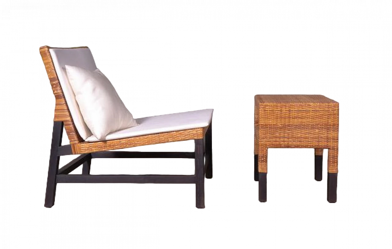 Poltrona con tavolino da caffè, anni '80 6